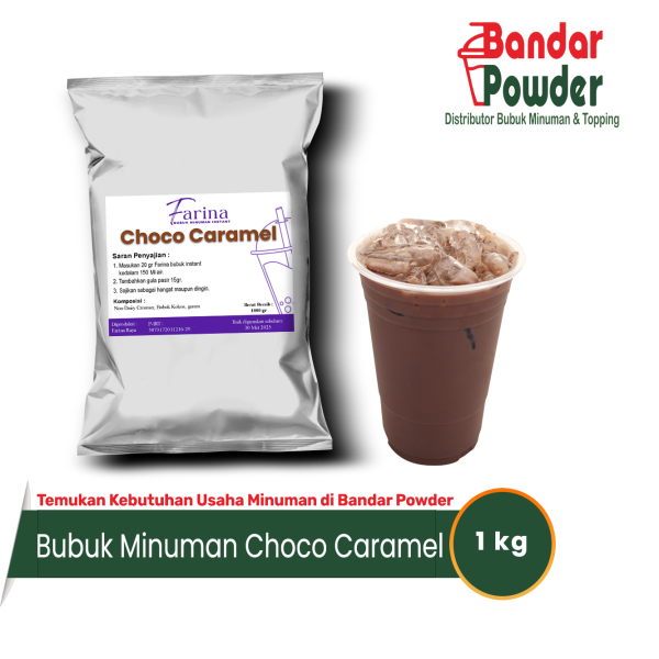 bubuk minuman Choco Caramel 1kg - Merek Farina - serbuk minuman enak cuma 68rb bisa untuk 50 gelas 16oz