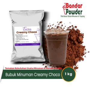 bubuk minuman Creamy Choco 1kg - Merek farina - serbuk minuman Cokelat yang buat usaha kamu makin cuan 1 kg bubuk bisa untuk 50 gelas 16oz hanya dengan 20gr kamu bisa buat minuman e