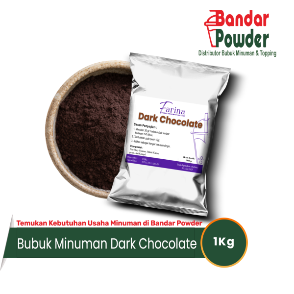 bubuk minuman dark choco 1kg - Merek farina - serbuk minuman yang enak dan murah hanya dengan 20gr kamu bisa buat minuman enak seperti barista