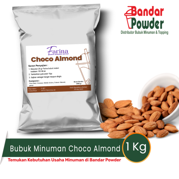 bubuk minuman Choco Almond 1kg - Merek farina - serbuk minuman Farina premium cokelat almond sangat direkomendasikan untuk usaha minuman