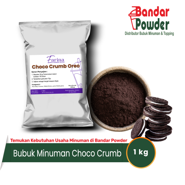 bubuk minuman Choco oreo crumb 1kg - Merek Farina - serbuk minuman enak cuma 68rb bisa untuk 50 gelas 16oz