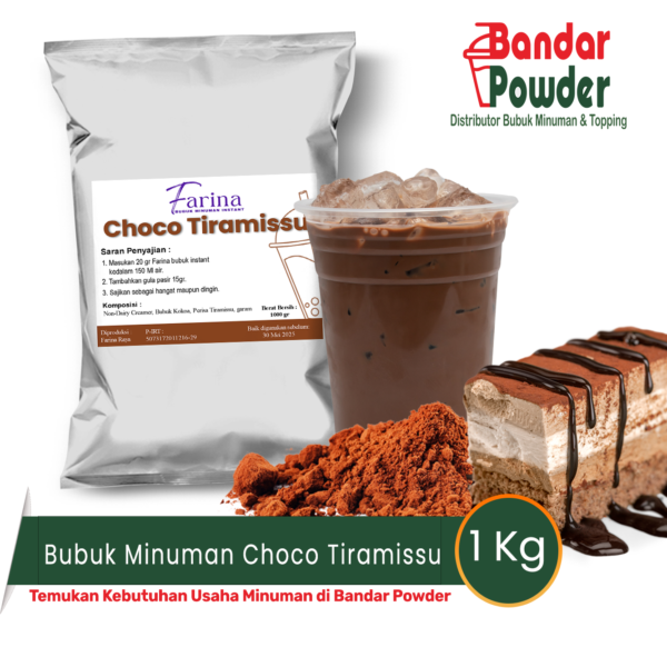 bubuk minuman Choco tiramissu 1kg - Merek farina - serbuk minuman yang enak dan murah hanya dengan 20gr kamu bisa buat minuman enak seperti barista