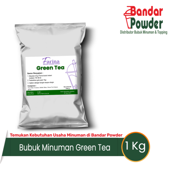 bubuk minuman Green Tea - Merek farina - serbuk minuman teh hijau hanya dengan 20gr kamu bisa buat minuman enak