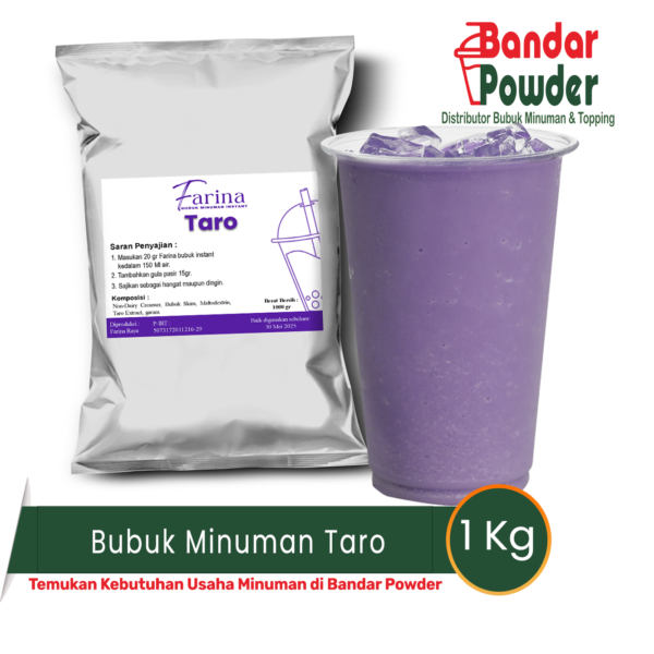 bubuk minuman Taro 1kg - Merek Farina - serbuk minuman enak cuma 68rb bisa untuk 50 gelas 16oz