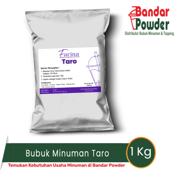 bubuk minuman Taro 1kg - Merek Farina - serbuk minuman premium yang direkomendasikan untuk usaha minuman