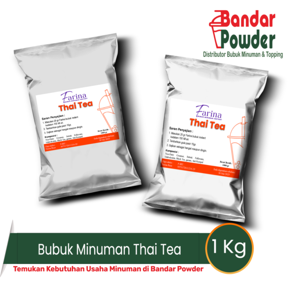 bubuk minuman Thai Tea 1kg - Merek Farina - serbuk minuman yang enak dan murah hanya dengan 20gr kamu bisa buat minuman enak seperti barista temukan kebutuhan usaha minuman di bandar powder