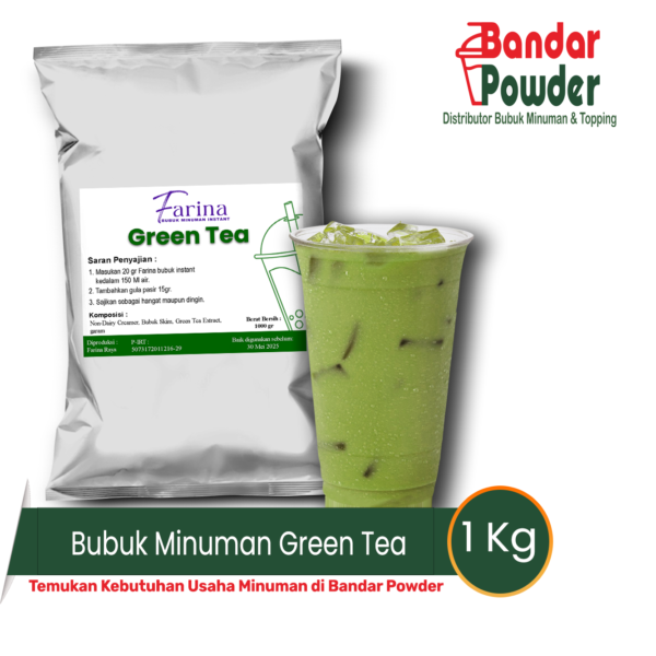 bubuk minuman green tea 1kg - merek farina - serbuk minuman matcha premium - temukan kebutuhan usaha di bandar powder