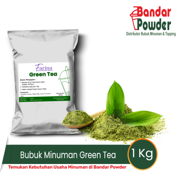 bubuk minuman green tea 1kg - merek farina - serbuk minuman matcha premium - temukan kebutuhan usaha minuman di bandar powder