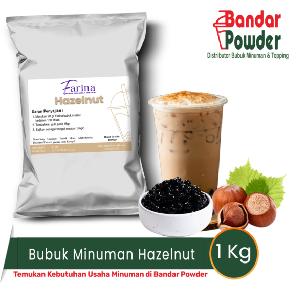 bubuk minuman hazelnut 1kg - Merek farina - serbuk minuman hazelnut hanya dengan 20gr kamu bisa buat minuman enak