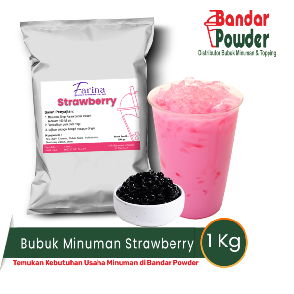 bubuk minuman strawberry 1kg - Merek Farina - 20gr bubuk tanara kamu bisa buat minuman enak