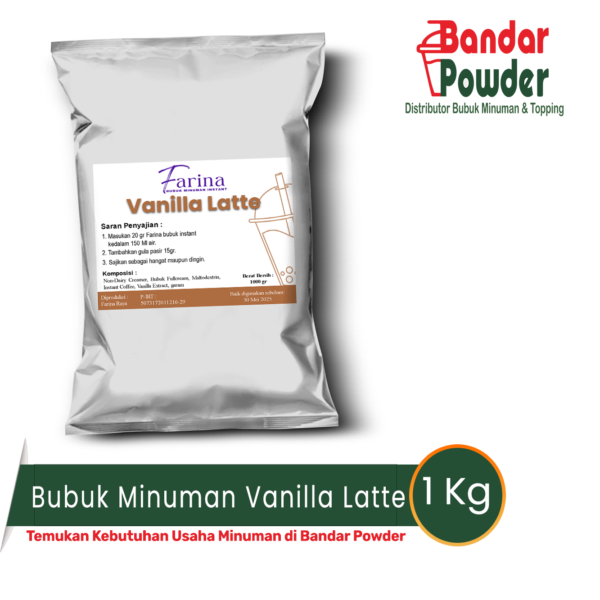 bubuk minuman vanilla latte 1kg - Merek Farina - serbuk minuman kopi untuk usaha minuman yang paling laris di indonesia