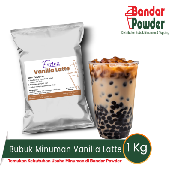 bubuk minuman vanilla latte premium - farina serbuk instant powder - distributor bubuk minuman dan topping - bandar powder